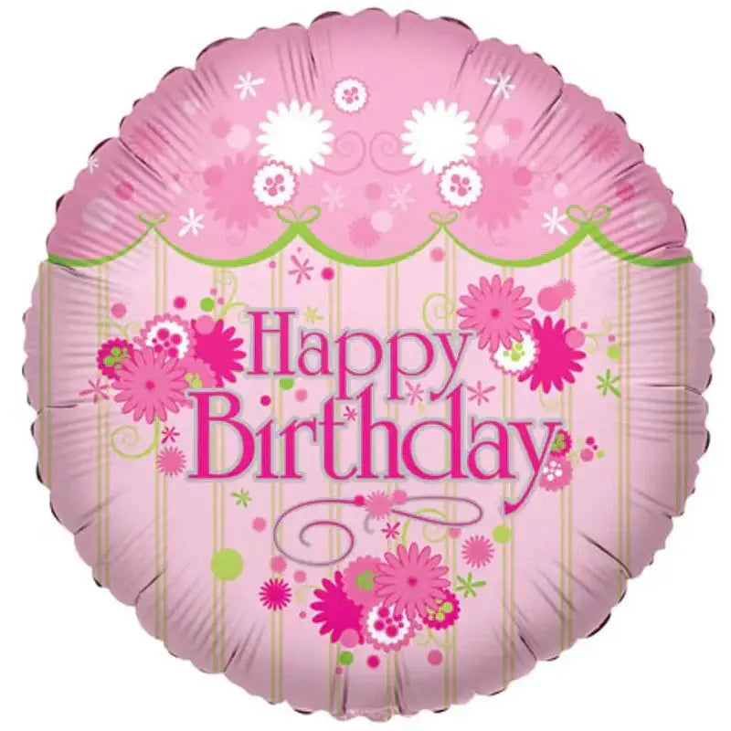 Flower Power Happy Birthday Foil Balloon