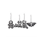 Set of 4 Black Creepy Skeleton Cookie Ornaments
