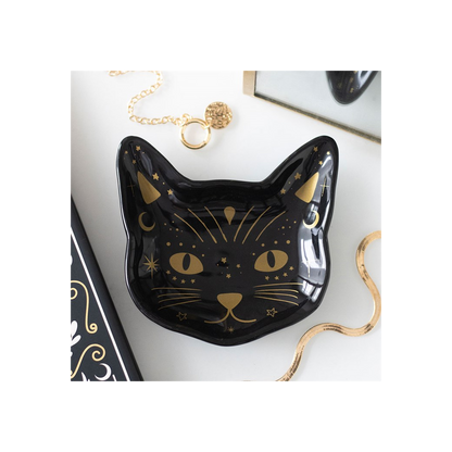 Magick Black Cat Face Trinket Dish