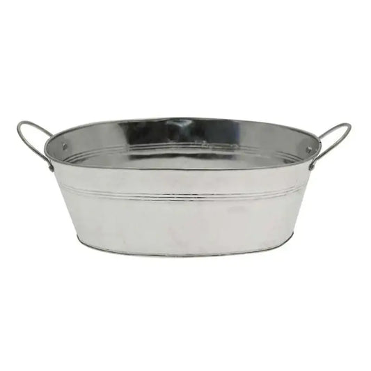 Galvanized metal tub with handles for home décor, gifts, or storage