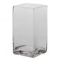 Clear glass square vase for flowers or home décor, minimalist style