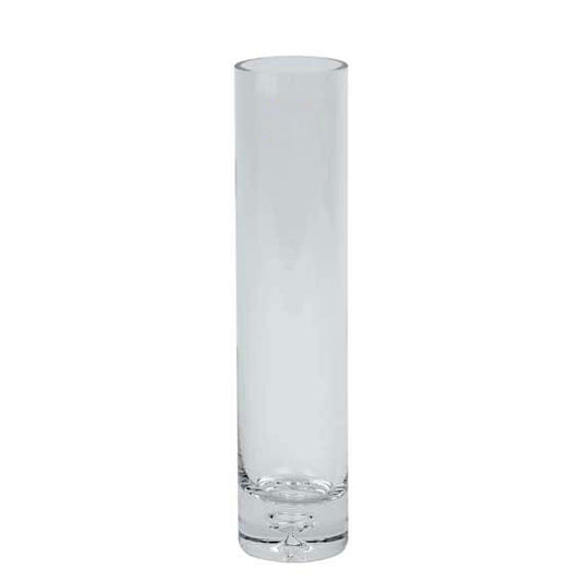 Clear tall cylindrical glass vase for home decor or gifts
