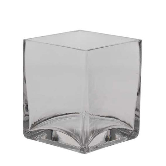 Clear glass square vase for home décor and gift arrangements
