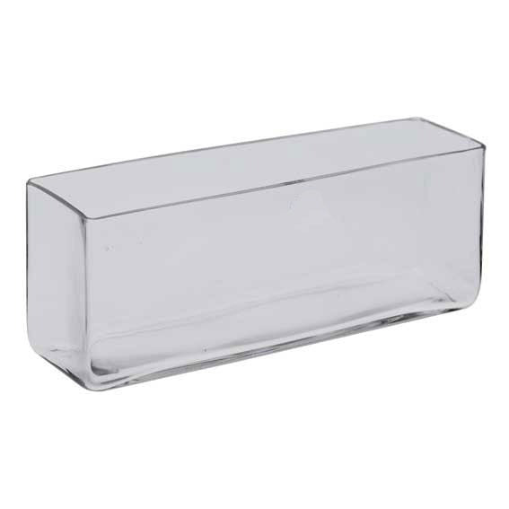 Rectangular clear glass vase for modern home décor or floral arrangements