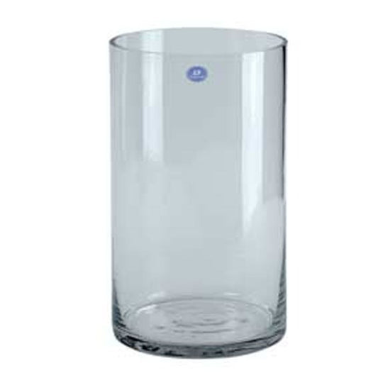Clear cylindrical glass vase for home décor and floral arrangements