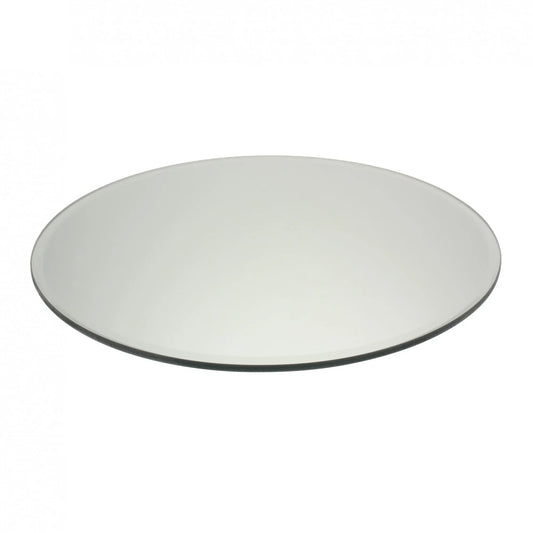 Round clear glass table top on white background, ideal for home décor or display.