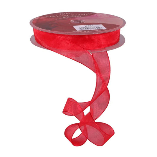 Red Woven Edge Organza 15mm