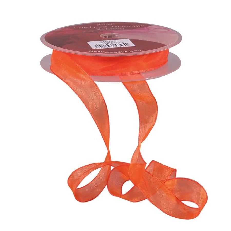 Orange Woven Edge Organza 15mm