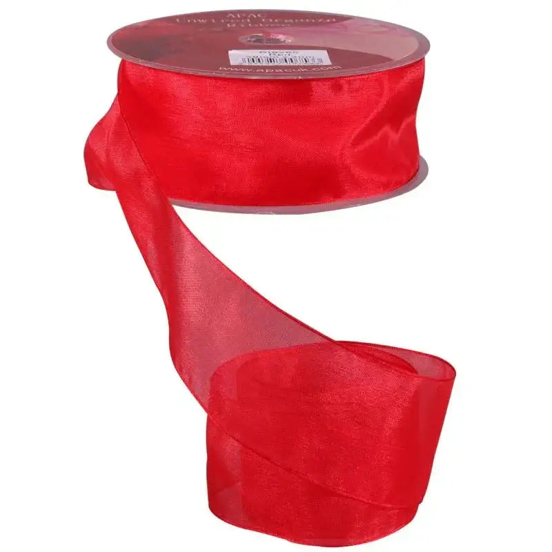 Red Woven Edge Organza 38mm