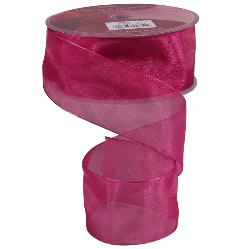 Burgundy Woven Edge Organza 38mm