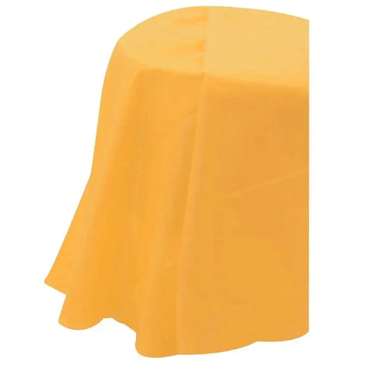 Yellow Round Plastic Table Cover (84 Inch)
