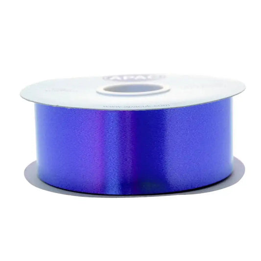 Shiny blue iridescent ribbon spool for gift wrapping and home décor accents