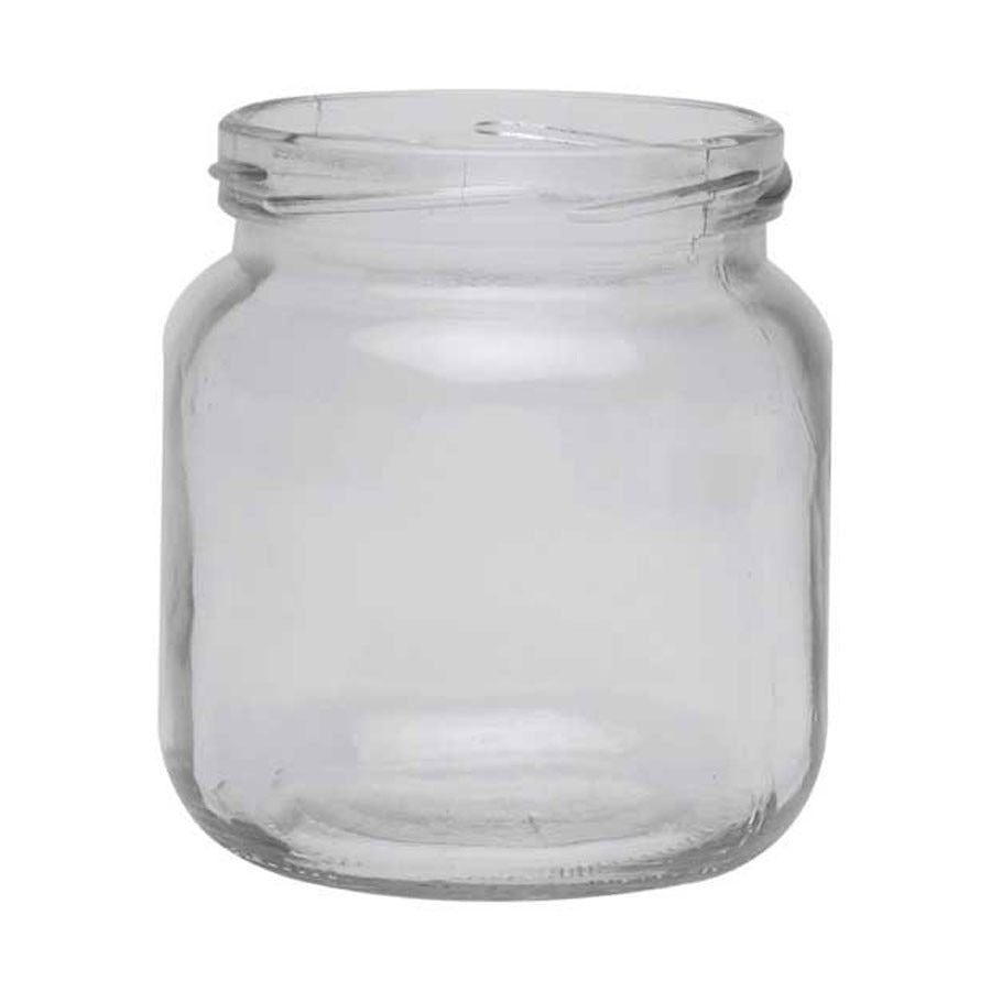 Clear empty glass jar with wide mouth on white background, ideal for home storage or crafts