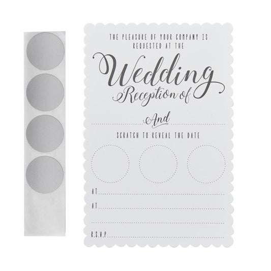 White Scratch The Date Wedding Evening Invitations - Scratch &amp; Reveal