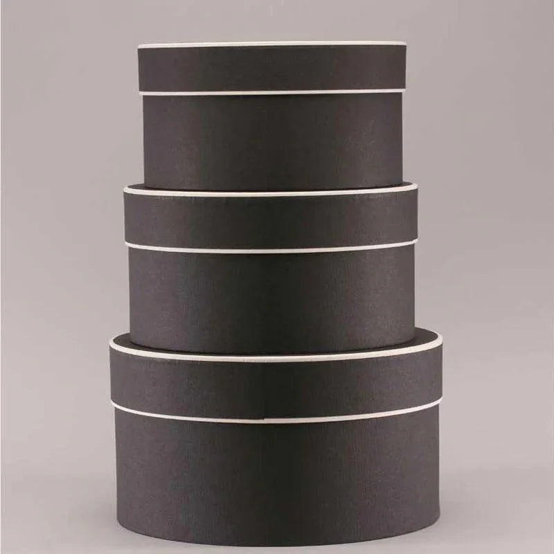 Black Round Hat Boxes Set of 3