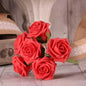 Bunch of 6 Coral Pink Foam Tea Rose