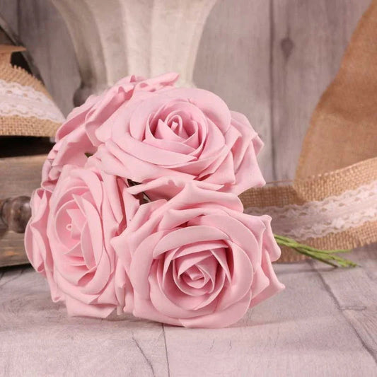 Bunch of 5 Baby Pink Foam Open Tea Rose