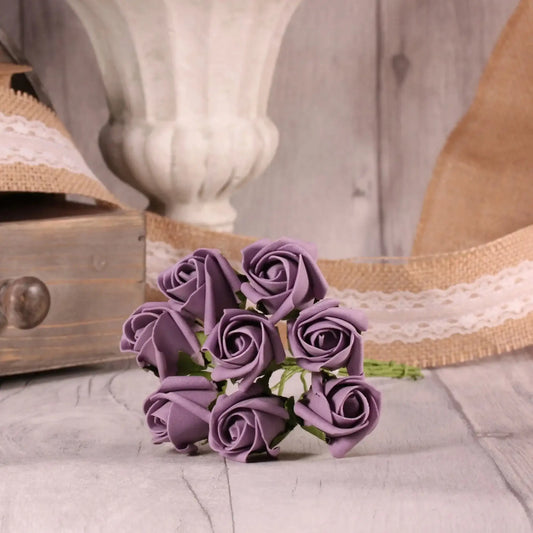 Bunch of 8 Mauve Foam Tea Rose Bud