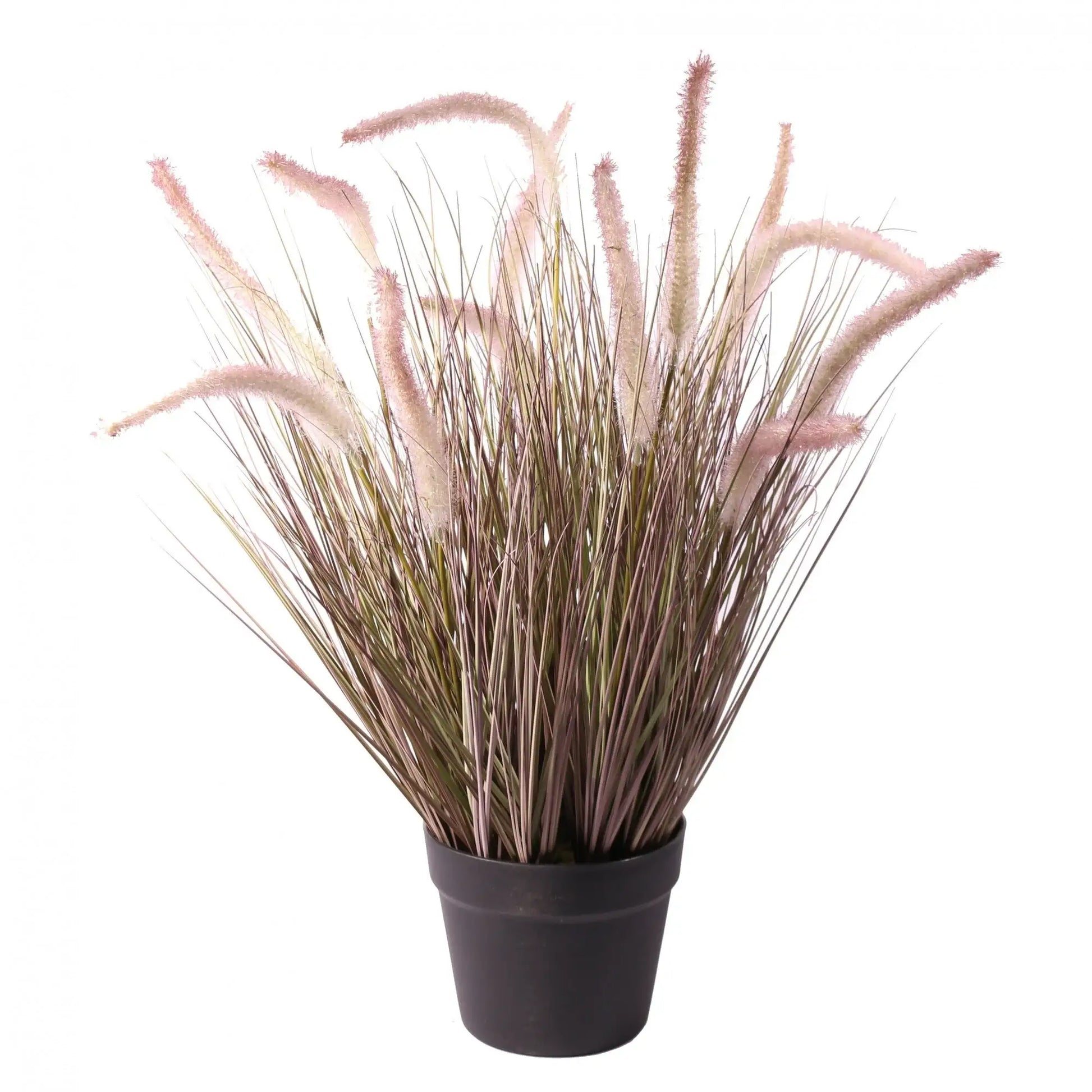 Pink-tipped artificial grass plant in black pot for home décor and gifting