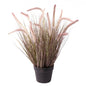 Pink-tipped artificial grass plant in black pot for home décor and gifting