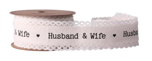 40mm Husband and Wife Linen Ribbon