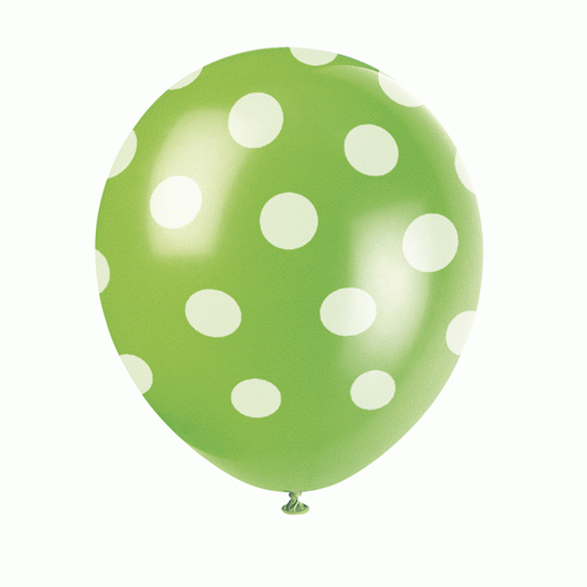 Lime Green Polka Dot Printed 12&quot; Balloons