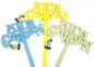 Colorful 'KID'S GARDEN' signs in blue, yellow, and green for children's garden decor