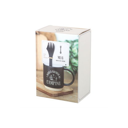 I Would Rather Be Camping Mug with 3-in-1 Spork