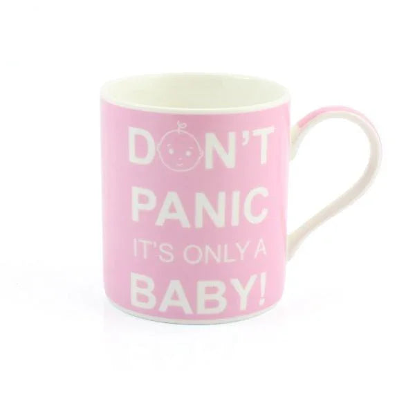 'Exclusive' Don't Panic its only a Baby Mug - Pink - Gift Boxed