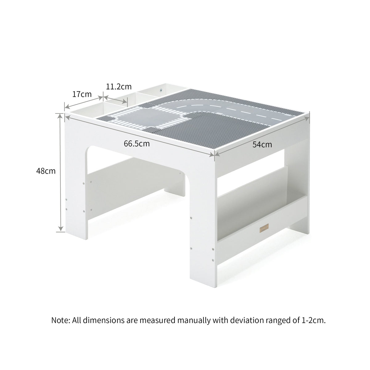 Kids Wooden Activity Table with Storage, Baseplate and Blackboard