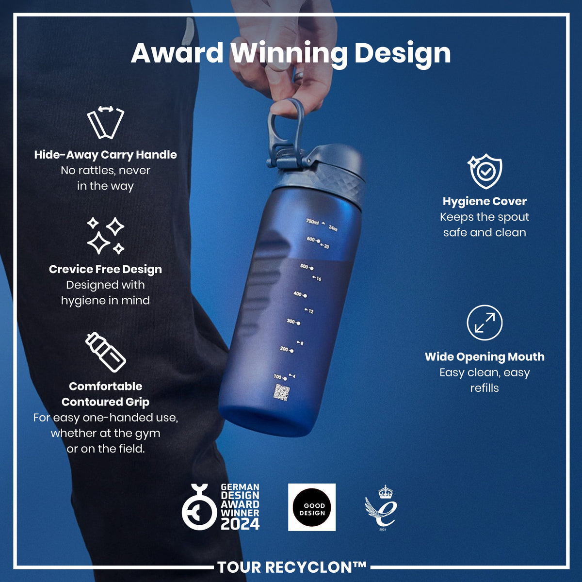Bottle, Recyclon, Navy, 750ml