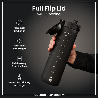 Leak Proof 1 litre Water Bottle, Recyclon, Black, 1L