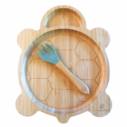 Bamboo Plate & Fork - Turtle