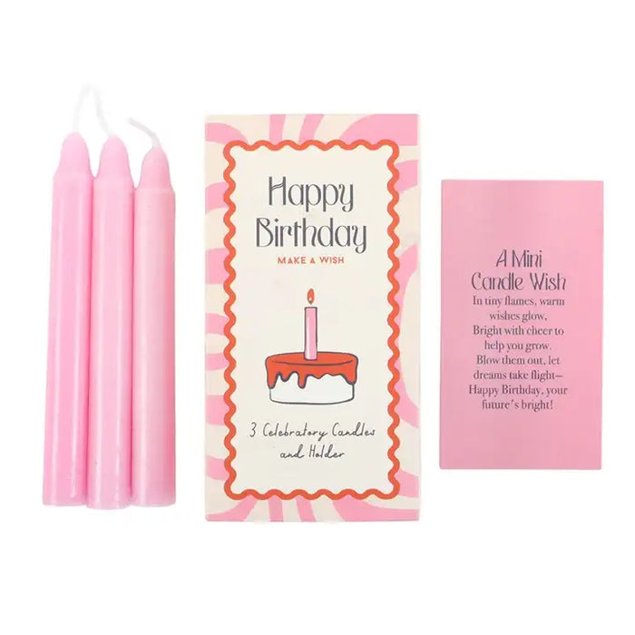 Set of 3 Happy Birthday Candles in a Box