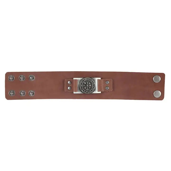 Viking Compass Leather Cuff Bracelet