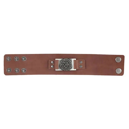 Viking Compass Leather Cuff Bracelet