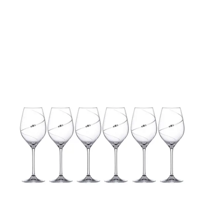 Diamante Wine Glasses with Swarovski Crystals - Gift Box of 6