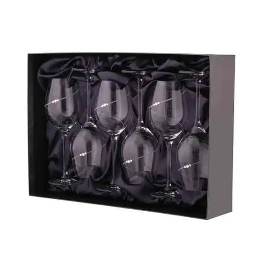 Diamante Wine Glasses with Swarovski Crystals - Gift Box of 6