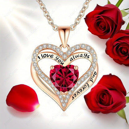 Heart Pendant Necklace Cute Red Bear Rose Gift Box Jewellery Gift Valentines Day