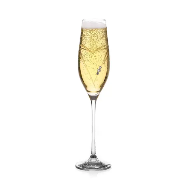 Diamante Champagne Flute with Heart Shaped Cutting - In Gift Box