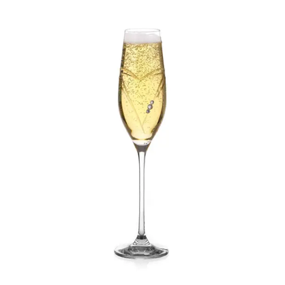 Diamante Champagne Flute with Heart Shaped Cutting - In Gift Box