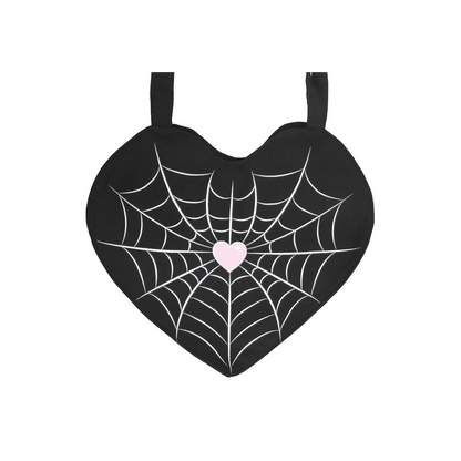 Spiderweb Heart Satin Tote Bag