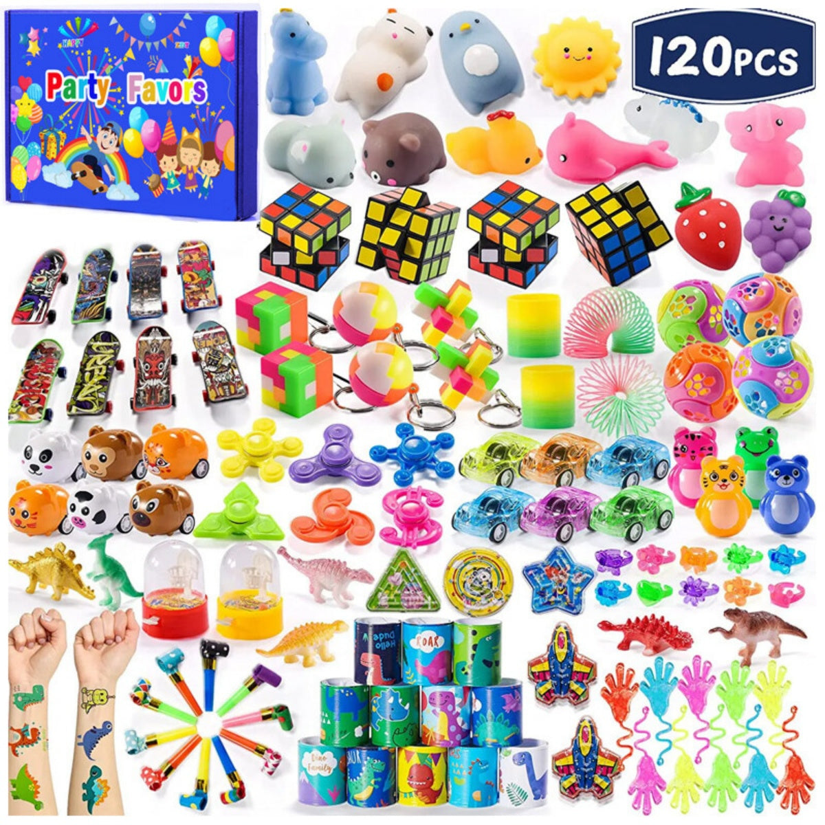 120PCS Kids Party Bag Fillers Lucky Dip Toys Classroom Prizes Favours Fun Gifts