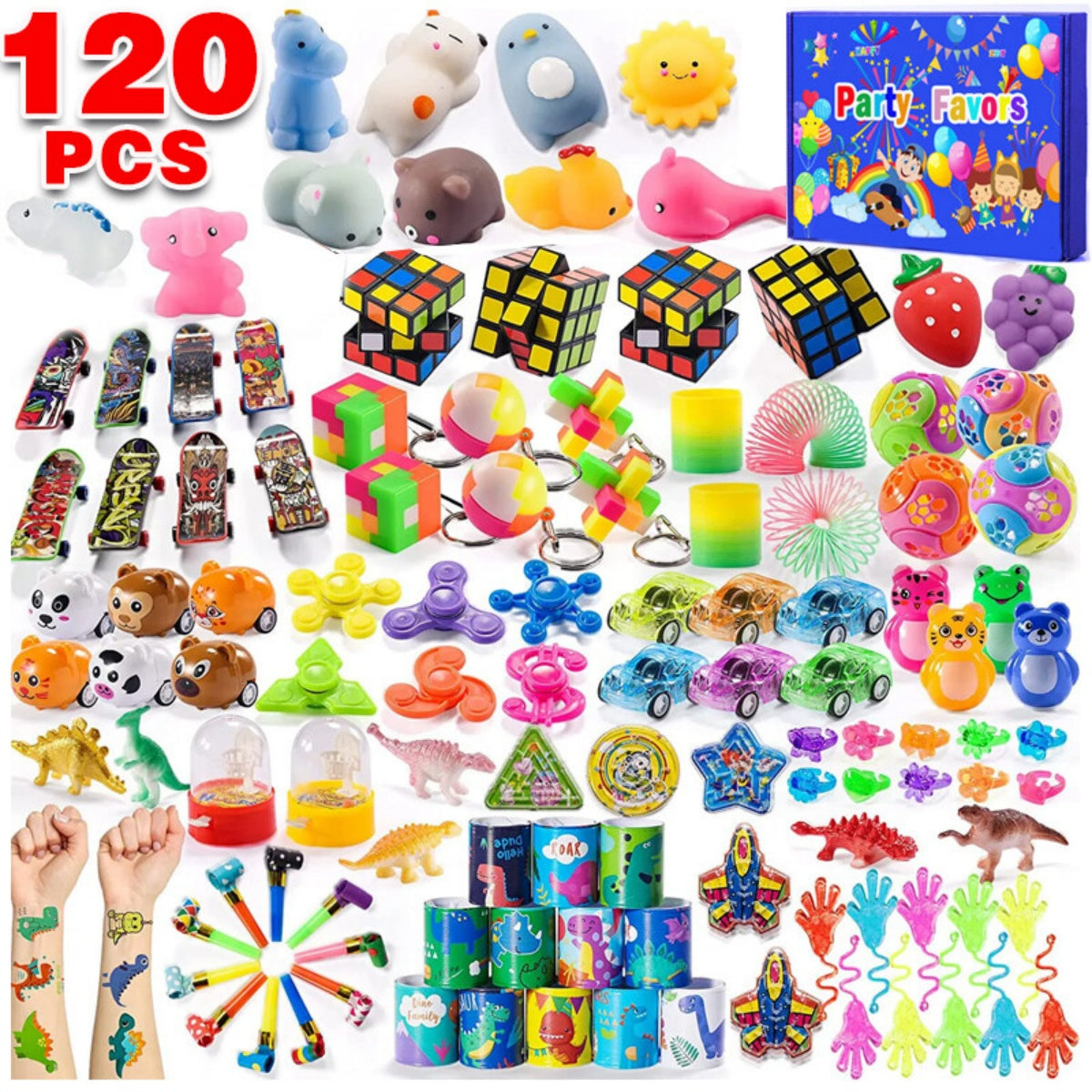 120PCS Kids Party Bag Fillers Lucky Dip Toys Classroom Prizes Favours Fun Gifts