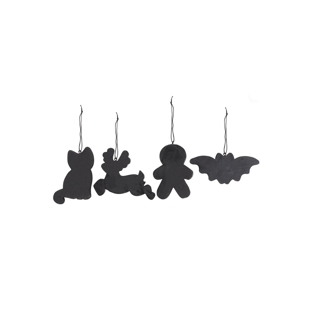 Set of 4 Black Creepy Skeleton Cookie Ornaments