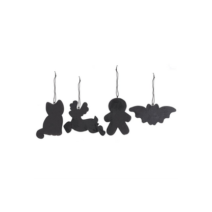 Set of 4 Black Creepy Skeleton Cookie Ornaments