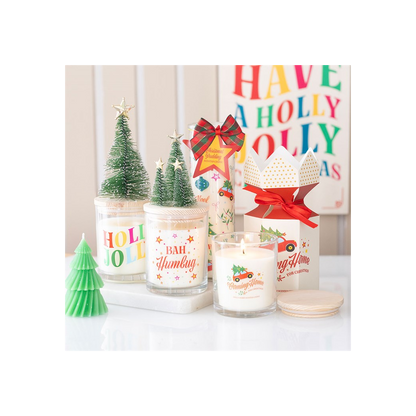 Bah Humbug Orange & Clove Glass Candle with Tree