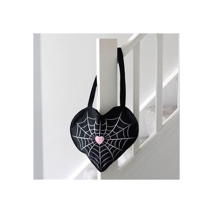 Spiderweb Heart Satin Tote Bag