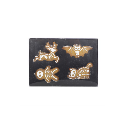 Set of 4 Creepy Skeleton Cookie Ornaments