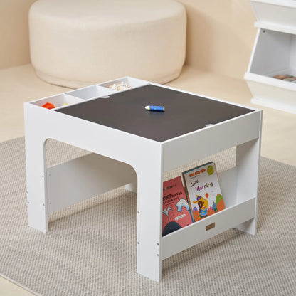 Kids Wooden Activity Table with Storage, Baseplate and Blackboard